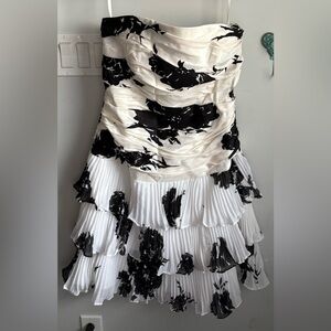 White House Black Market Elegant Black and White Strapless Dress